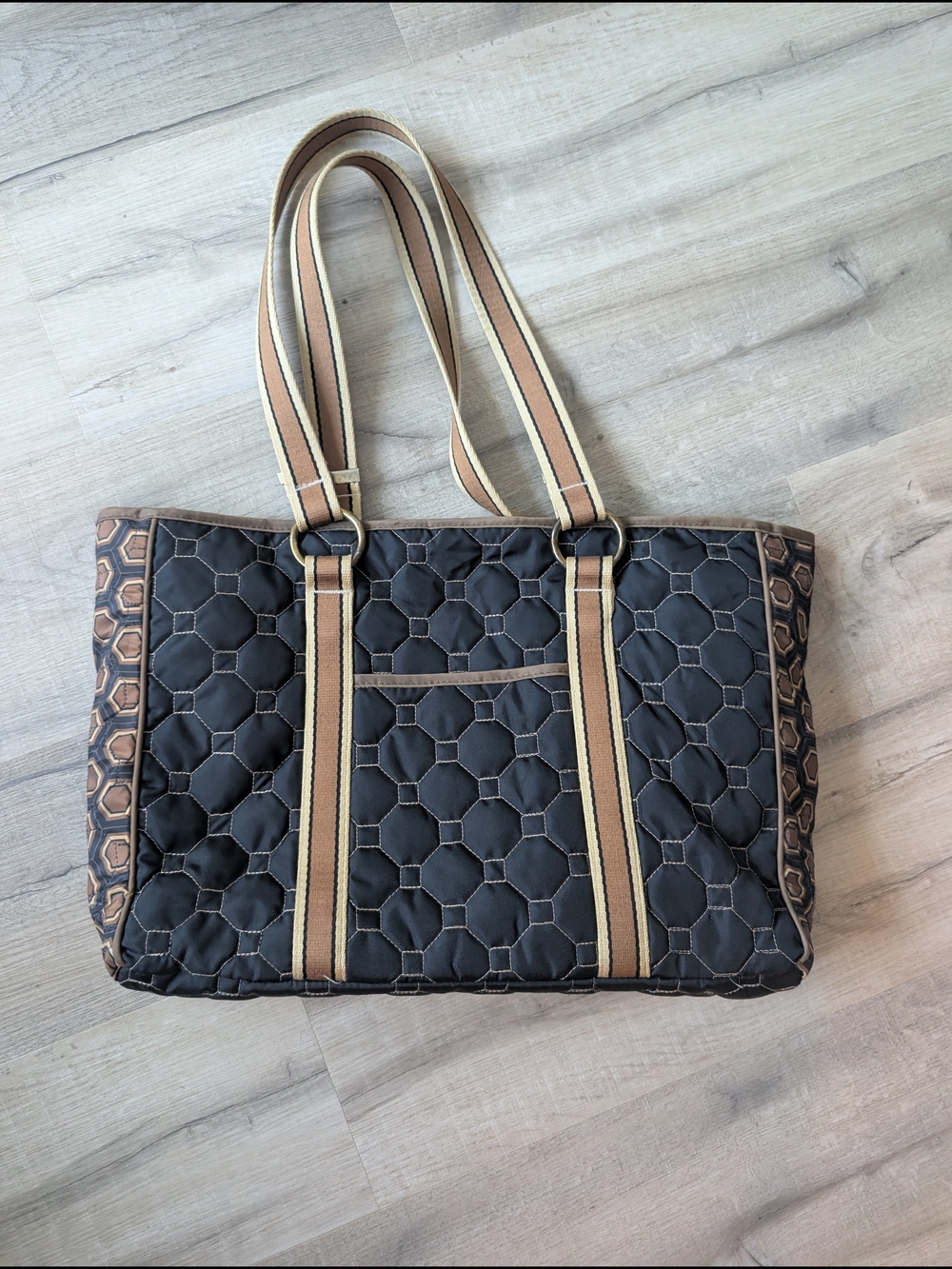 Cinda B Quilted Black Tote Bag Brand New
